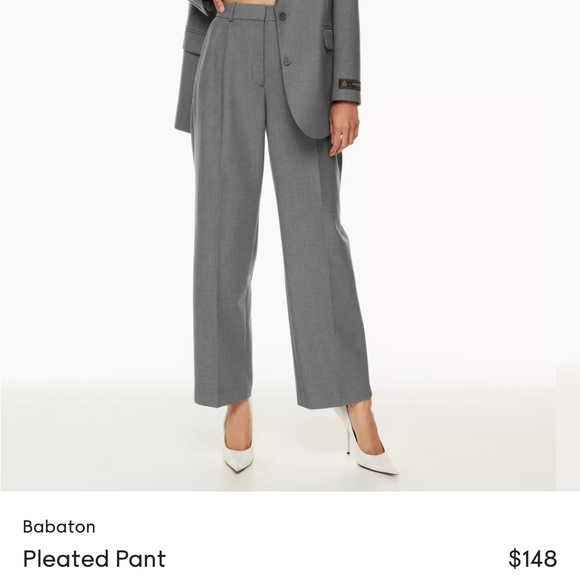 Aritzia Babaton Pleated Pant in Heather Iconic Grey - Picture 2 of 6